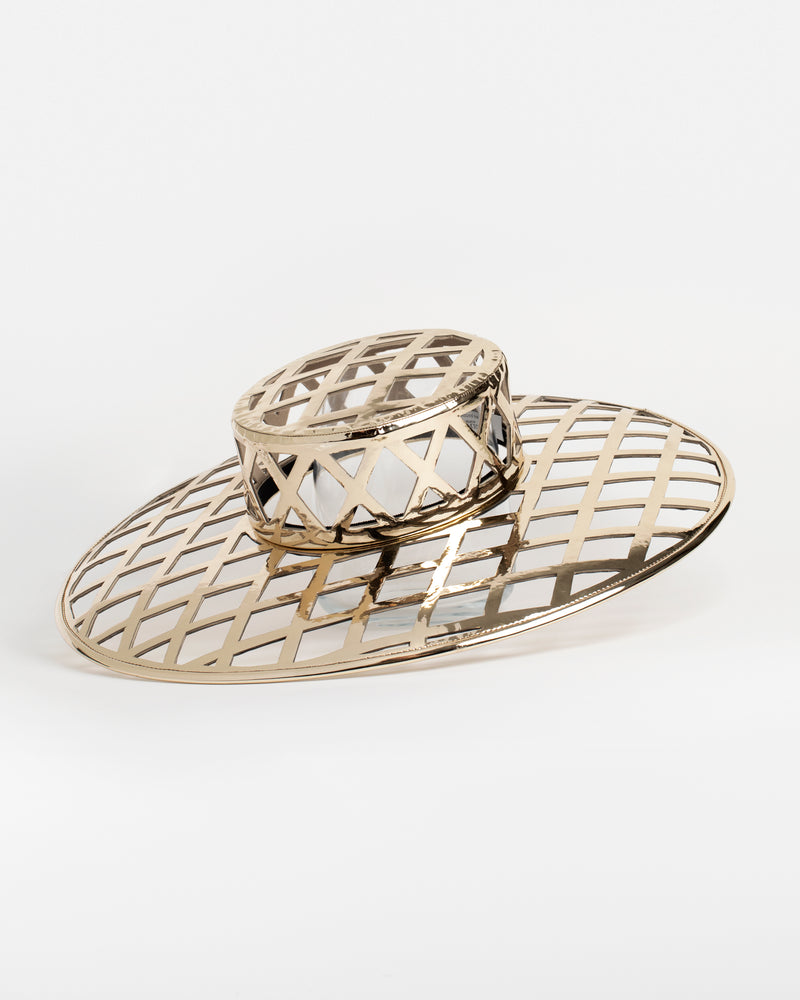 Yellow Gold Leather Cage Hat