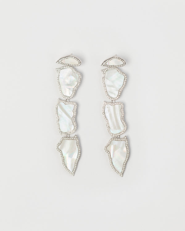 IVORY MOTHER OF PEARL SHARD EARRINGS ADORNED WITH CRYSTAL