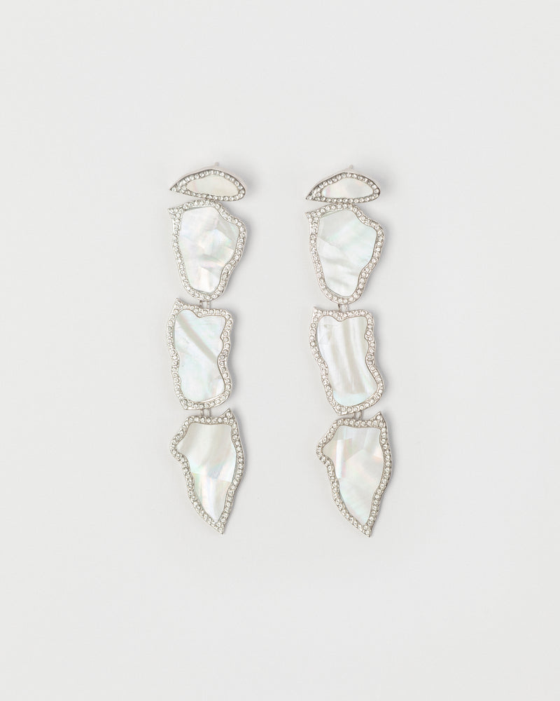 IVORY MOTHER OF PEARL SHARD EARRINGS ADORNED WITH CRYSTAL