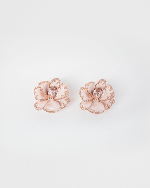 CRYSTAL & ENAMEL GERANIUM EARRINGS