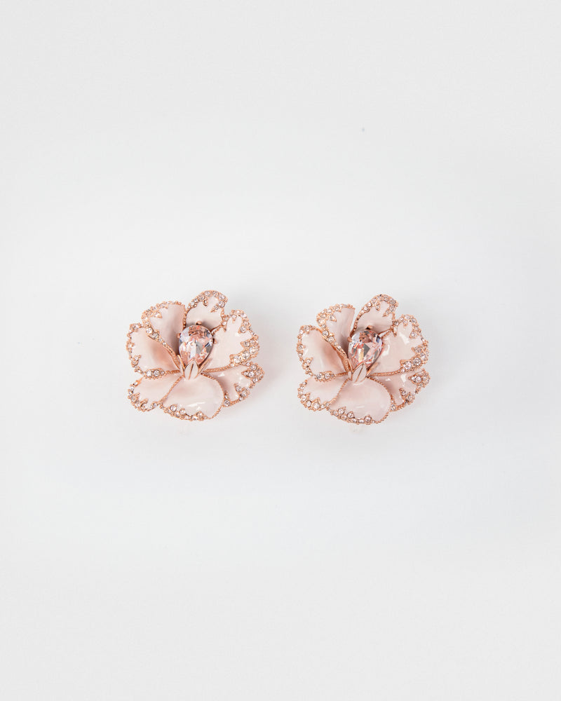 CRYSTAL & ENAMEL GERANIUM EARRINGS