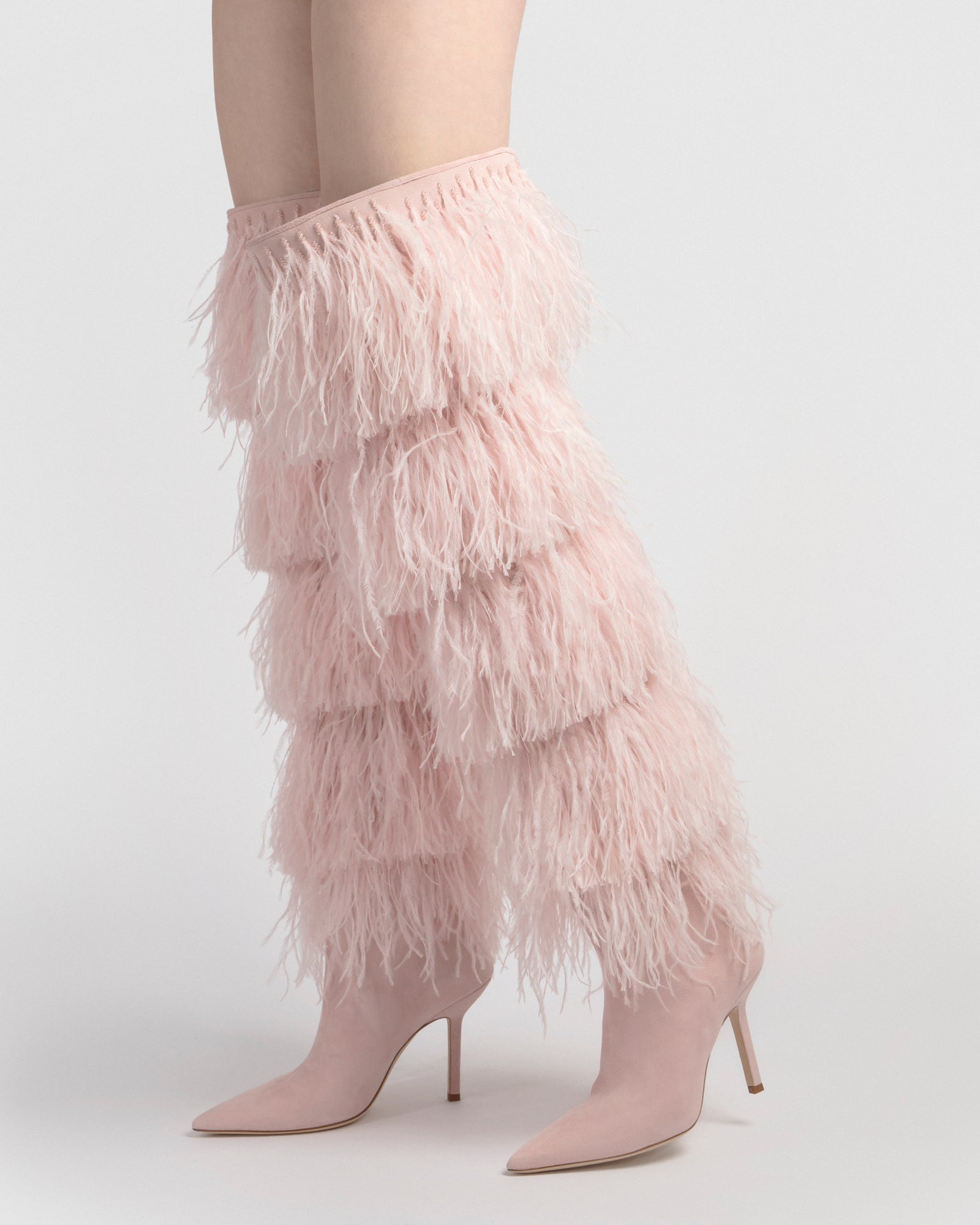 Candy Pink Ostrich Feather Boots Tamara Ralph