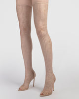 Silk Crystal Mesh Stocking Boots